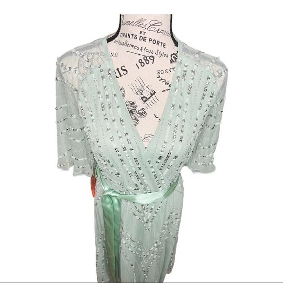 Frock and Frill embellished midi dress in sage green - Picture 5 of 10